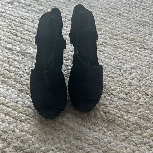 YSL open toed pumps navy blue size 37